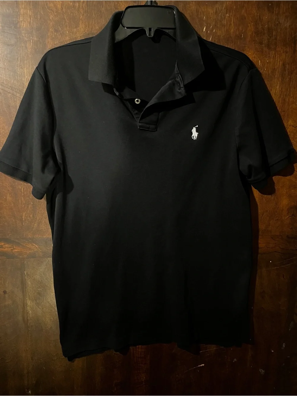 Ralph Lauren Black Polo with White Pony Logo